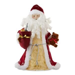 Fiber Optic Plush Santa Claus Christmas Tree Topper 12" LED Red Holiday Lit Bear